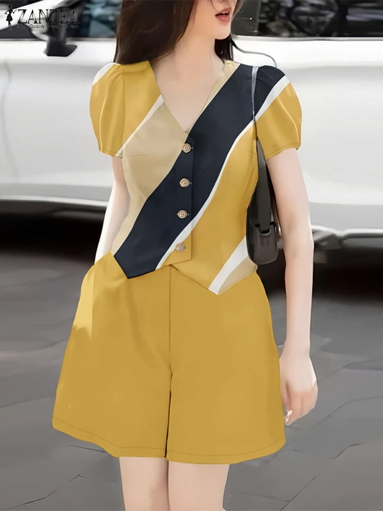 Fashion Summer Outfits Women 2 Pieces Sets 2025 ZANZEA Elegant V Neck Short Sleeve Blouse Short Suits Printed Holiday Trackuits
Fashion Summer Outfits Women 2 Pieces Sets 2025 ZANZEA Elegant V Neck Short Sleeve Blouse Short Suits Printed Holiday Trackuits