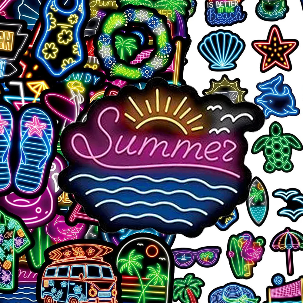 10/30/50pcs Cartoon Neon Summer Beach Theme Stickers Aesthetic Graffiti Skateboard Laptop Notebook Bike Cute Waterproof Sticker
10/30/50pcs Cartoon Neon Summer Beach Theme Stickers Aesthetic Graffiti Skateboard Laptop Notebook Bike Cute Waterproof Sticker