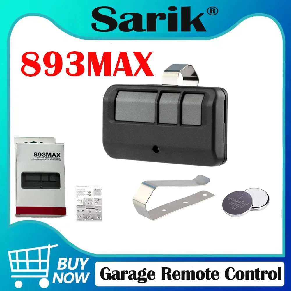 893MAX Remote Control For Garage Door Opener Compatible With 390Mhz Remote Security 2.0 Remote
893MAX Remote Control For Garage Door Opener Compatible With 390Mhz Remote Security 2.0 Remote