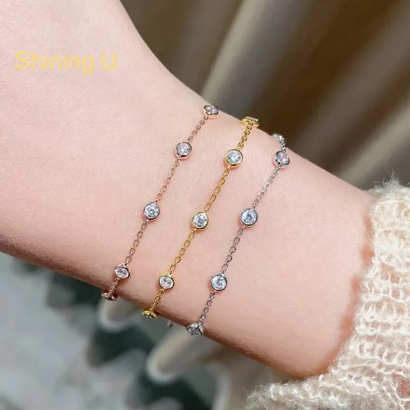 Shining U S925 Silver Round Pendant Zircon Gems Bracelet for Women Rose Gold Plated Fine Jewelry Gift
Shining U S925 Silver Round Pendant Zircon Gems Bracelet for Women Rose Gold Plated Fine Jewelry Gift