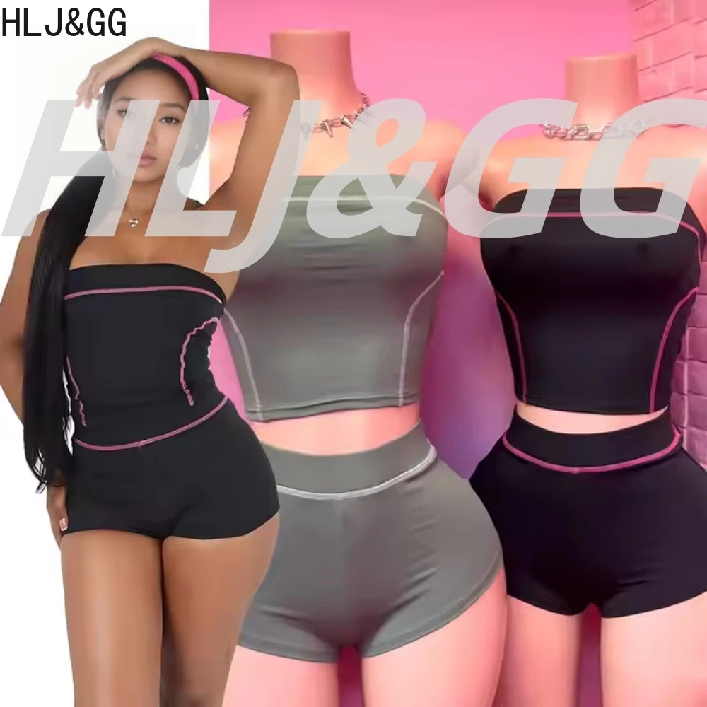 HLJ&GG Summer New Line Sporty Two Peice Sets Women Off Shoulder Sleeveless Slim Crop Top And Shorts Outfits Fashion Streetwear
HLJ&GG Summer New Line Sporty Two Peice Sets Women Off Shoulder Sleeveless Slim Crop Top And Shorts Outfits Fashion Streetwear