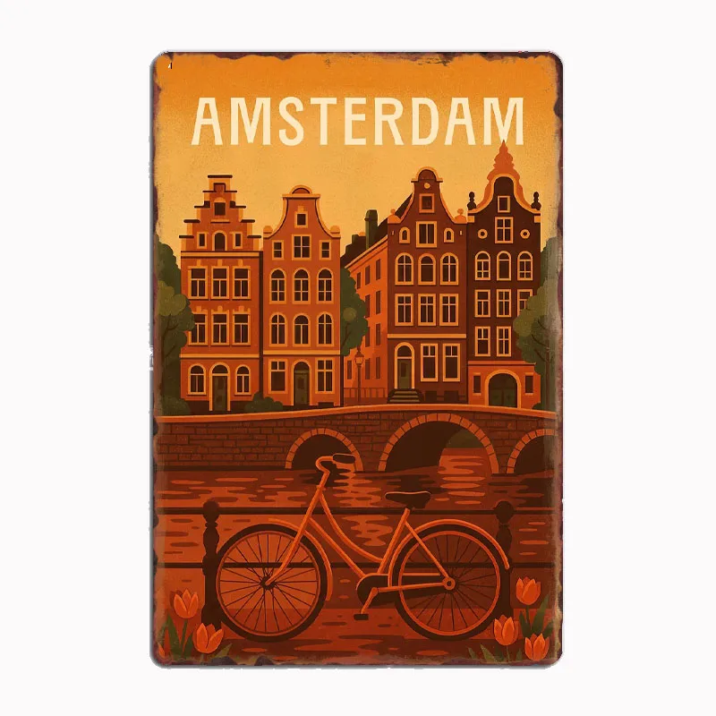 Amsterdam Travel Poster – Canals, Bikes & Tulips Poster Metal Sign Mural Plates Club Tin Home Decor Room Decoration Wall Decor
Amsterdam Travel Poster – Canals, Bikes & Tulips Poster Metal Sign Mural Plates Club Tin Home Decor Room Decoration Wall Decor
