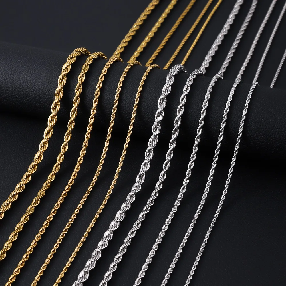 Stainless steel twisted rope chain necklace, men's and women's jewelry accessories pendant, multifunctional 2mm/2.5mm/3mm wide
Stainless steel twisted rope chain necklace, men's and women's jewelry accessories pendant, multifunctional 2mm/2.5mm/3mm wide