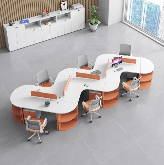 #Creative Minimalist Solid Wood Office Desk 4/5/6 Person Workstation With Chair Ergonomic Design Storage Features
#Creative Minimalist Solid Wood Office Desk 4/5/6 Person Workstation With Chair Ergonomic Design Storage Features