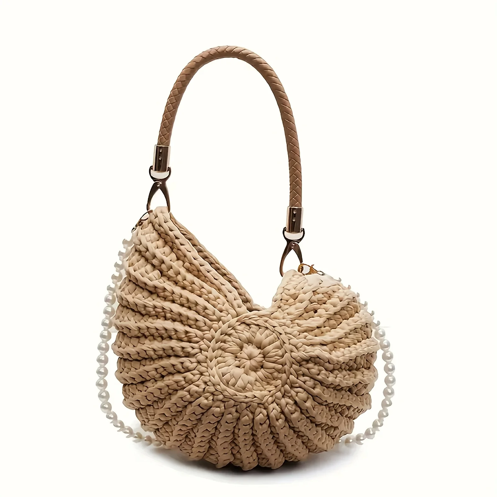 Hand Woven Shell Tote Bag with Chain Shoulder Strap, Large Capacity Bohemian Style Beach Bag, Beach Bag Accessories
Hand Woven Shell Tote Bag with Chain Shoulder Strap, Large Capacity Bohemian Style Beach Bag, Beach Bag Accessories