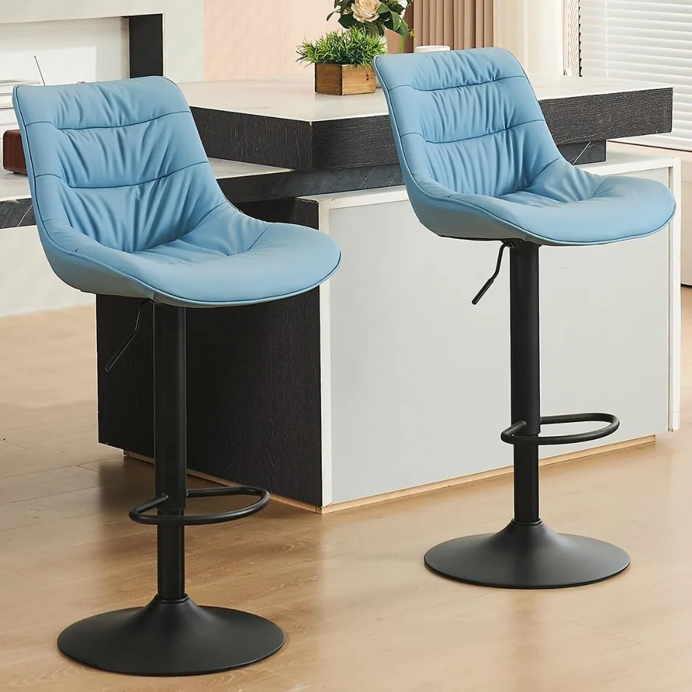 Bar Stools Set of 2, Adjustable Swivel Blue, PU Leather Upholstered with Back, Modern Counter Height Stools, Counter Stools
Bar Stools Set of 2, Adjustable Swivel Blue, PU Leather Upholstered with Back, Modern Counter Height Stools, Counter Stools