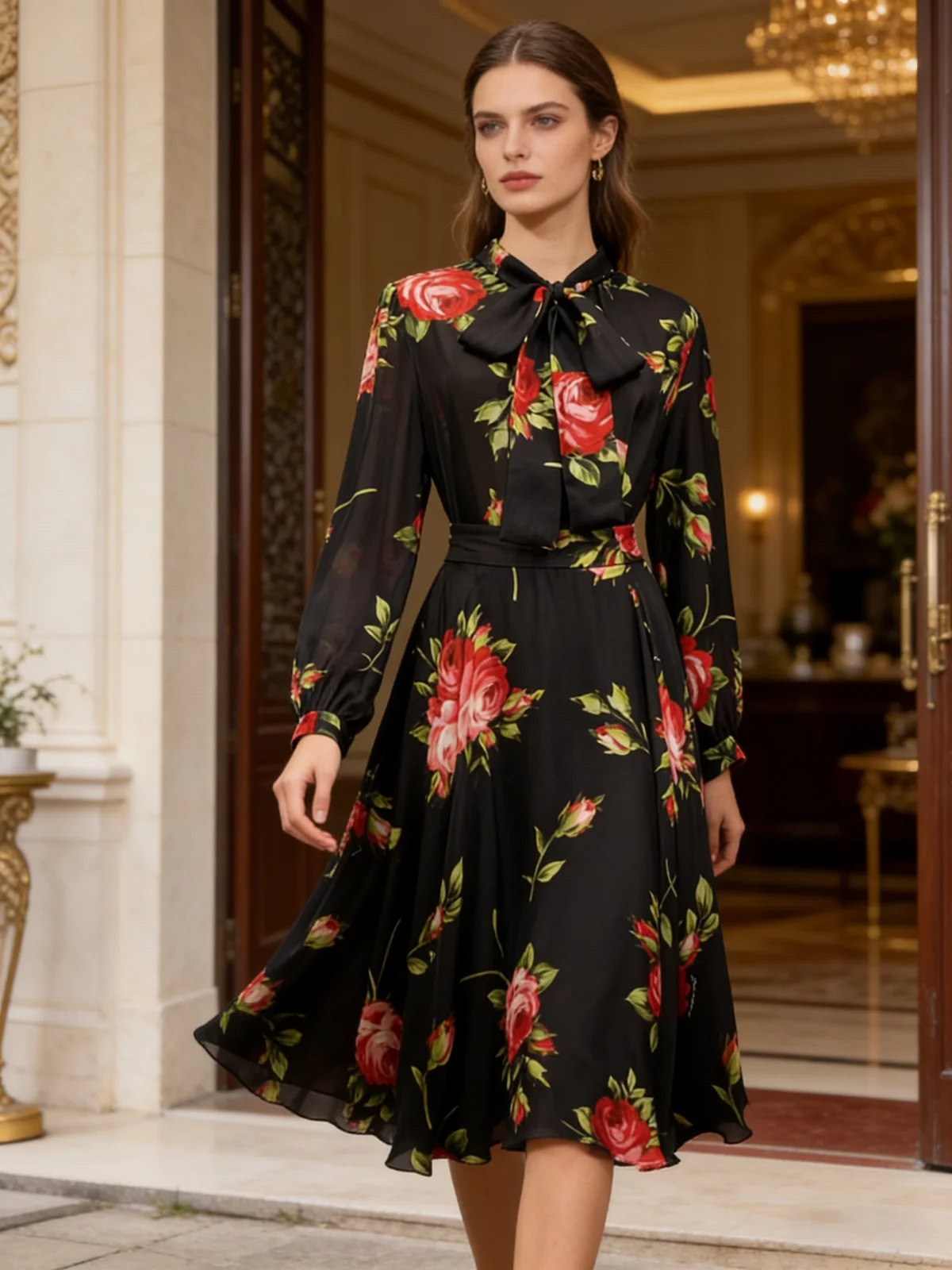 2026 Luxury Silk Floral Blouse & Midi Skirt Set for Women, Rose Print Silk Top and Black Elegant Skirt, Designer Spring Fashion
2026 Luxury Silk Floral Blouse & Midi Skirt Set for Women, Rose Print Silk Top and Black Elegant Skirt, Designer Spring Fashion