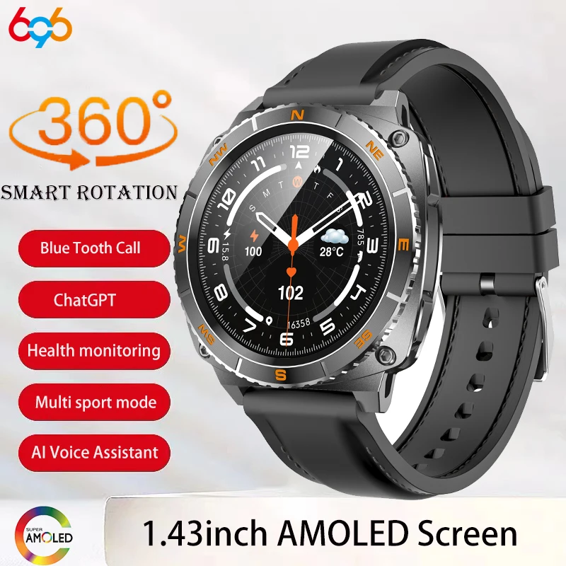360 ° Intelligent Rotation Smart Watch ChatGPT AMOLED Screen Heart Rate Health Watches Sports Fitness Blue Tooth Call Smartwatch
360 ° Intelligent Rotation Smart Watch ChatGPT AMOLED Screen Heart Rate Health Watches Sports Fitness Blue Tooth Call Smartwatch