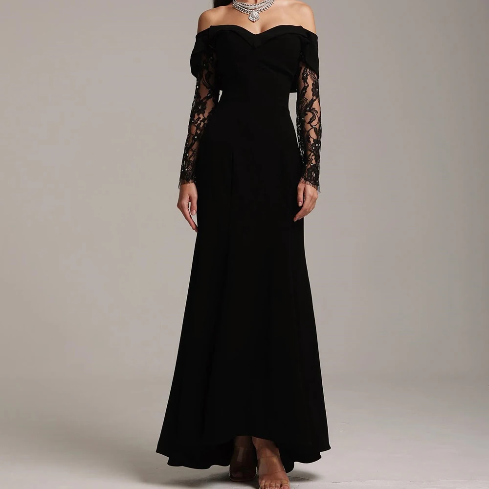 Fashion Lace Crystal Boat Neck Ankle Length A-Line Vestidos Para Mujer Jersey Off The Shoulder Long Sleeves платье вечернее
Fashion Lace Crystal Boat Neck Ankle Length A-Line Vestidos Para Mujer Jersey Off The Shoulder Long Sleeves платье вечернее