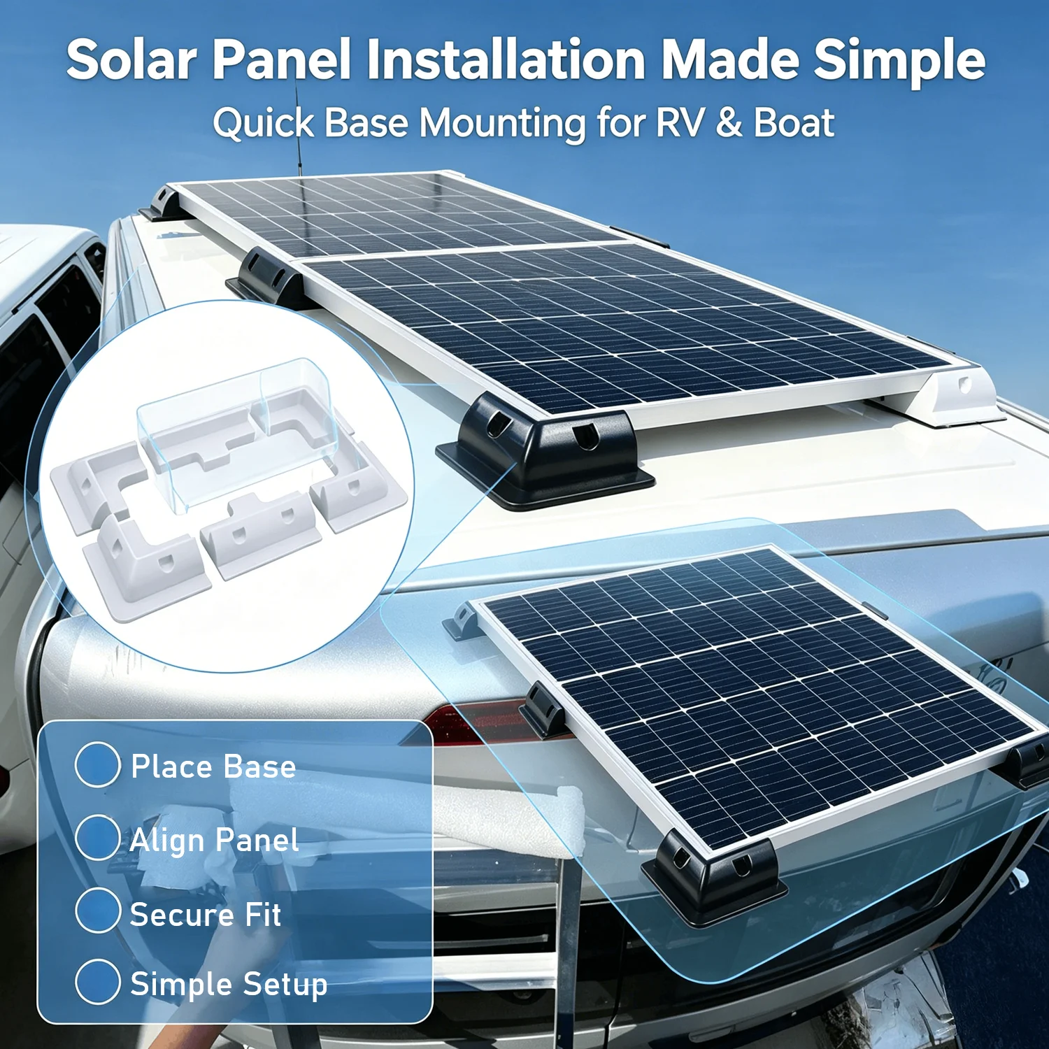 RV Solar Mounting Bracket Drill-Free Plastic Photovoltaic Panel Fixing Corner Brackets Kit For RV Caravans Vehicles Motorhomes
RV Solar Mounting Bracket Drill-Free Plastic Photovoltaic Panel Fixing Corner Brackets Kit For RV Caravans Vehicles Motorhomes
