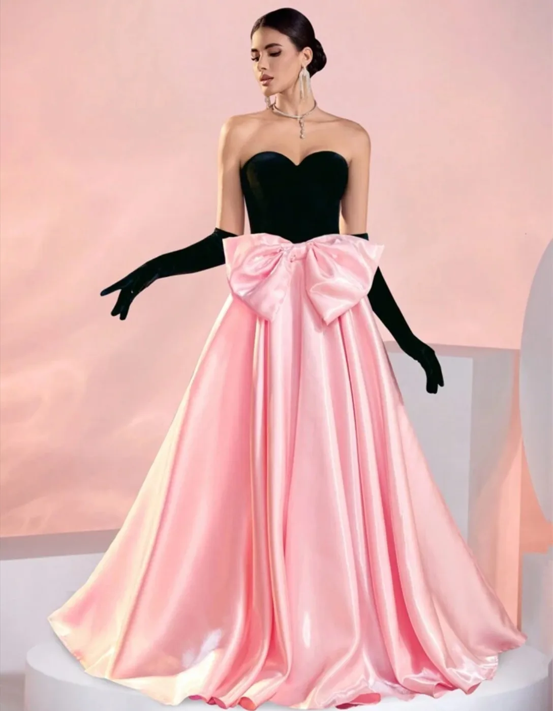 Customized Long Pink&Black Satin Prom Dresses with Pockets A-Line Sweetheart Velvet Lace Up Back Evening Dresses for Women
Customized Long Pink&Black Satin Prom Dresses with Pockets A-Line Sweetheart Velvet Lace Up Back Evening Dresses for Women