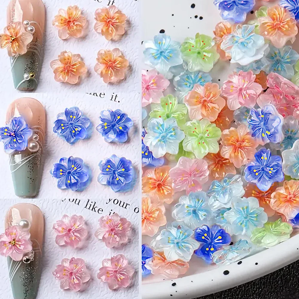 50pcs Mixed Simulated Peach Blossom Resin Nail Art Charms 3D Transparent Colorful Gradient Soft Gel Flowers Nail Art Decoration
50pcs Mixed Simulated Peach Blossom Resin Nail Art Charms 3D Transparent Colorful Gradient Soft Gel Flowers Nail Art Decoration