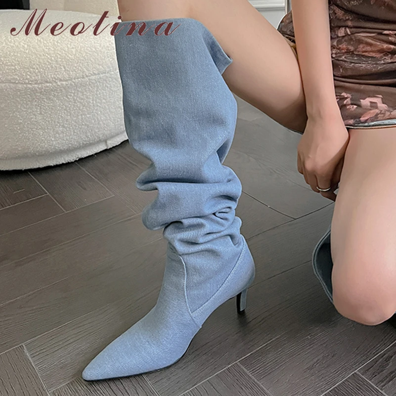 Meotina Women Over-the-Knee Boots Pointed Toe Thin High Heels Pleated Long Boots Ladies Fashion Shoes Autumn Winter Black Blue
Meotina Women Over-the-Knee Boots Pointed Toe Thin High Heels Pleated Long Boots Ladies Fashion Shoes Autumn Winter Black Blue