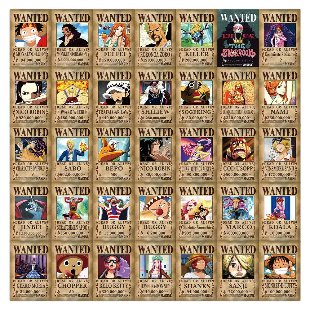10/30/56PCS Cool Anime One Piece Wanted Posters Stickers Decal DIY Scrapbook Luggage Helmet Cartoon Graffiti Kid Gift Sticker
10/30/56PCS Cool Anime One Piece Wanted Posters Stickers Decal DIY Scrapbook Luggage Helmet Cartoon Graffiti Kid Gift Sticker