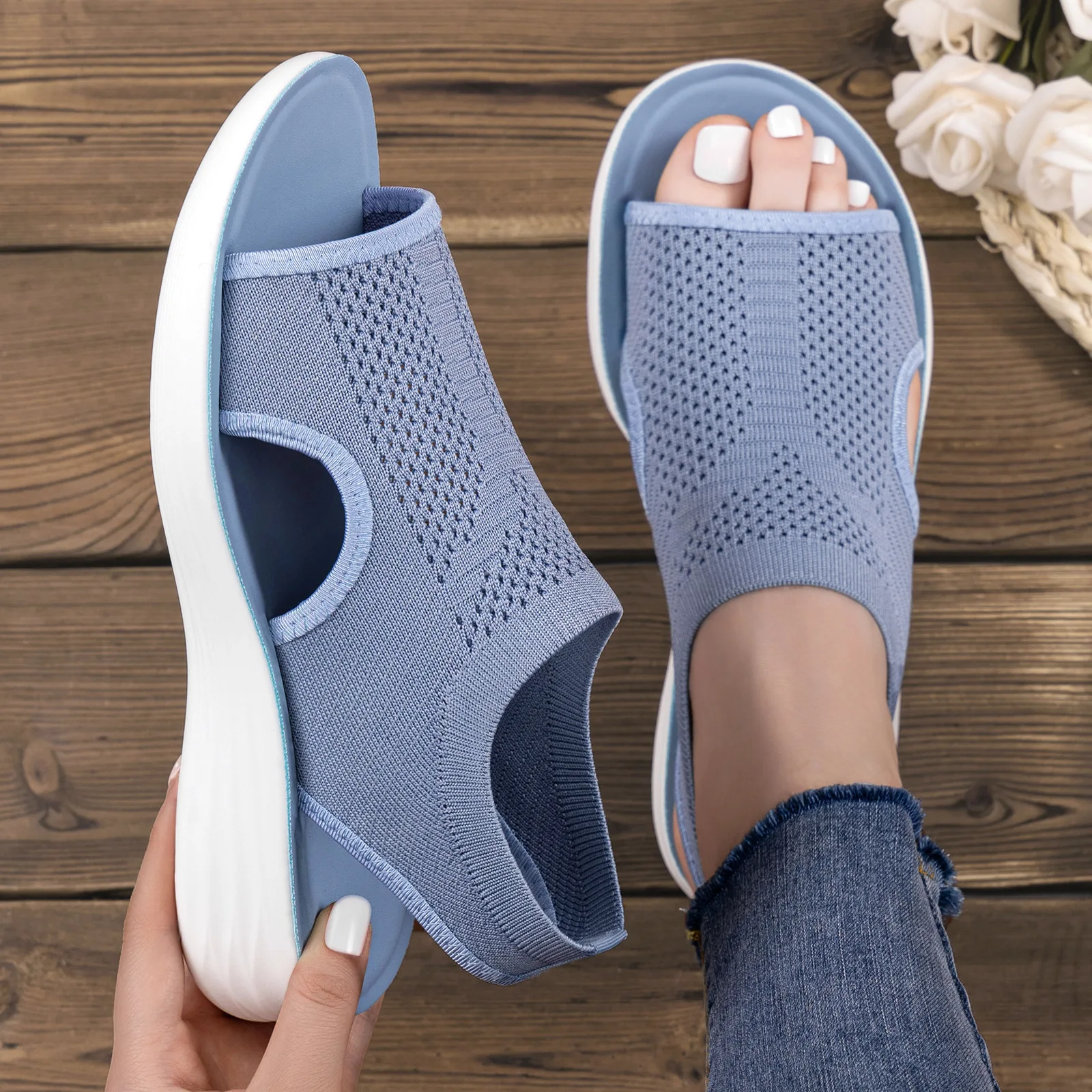 2026 NEW Womens Sandals Casual Lightweight Comfortable Beach Clogs Slip-On Knit Flat Hollow Out Open-Toe Roman Sandals
2026 NEW Womens Sandals Casual Lightweight Comfortable Beach Clogs Slip-On Knit Flat Hollow Out Open-Toe Roman Sandals