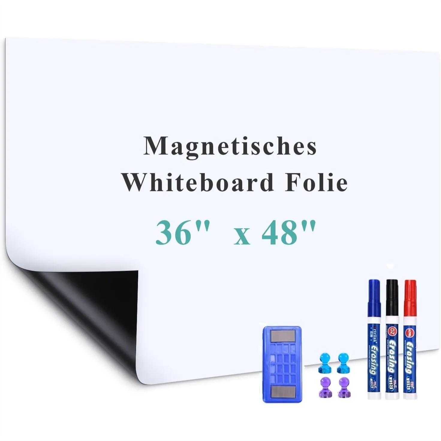 Large Self-Adhesive Whiteboard Sticker, 35.4" x 48.03" Magnetic Receptive Dry Erase Wall Film, No Ghosting for Conference Room &
Large Self-Adhesive Whiteboard Sticker, 35.4" x 48.03" Magnetic Receptive Dry Erase Wall Film, No Ghosting for Conference Room &