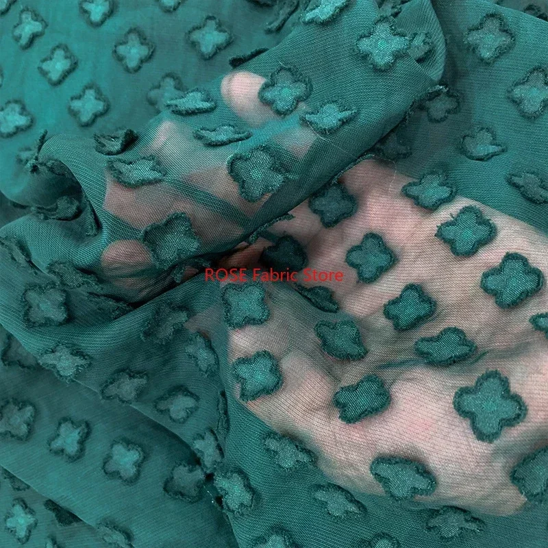 Four Leaf Clover Tulle chiffon fabric in Dark green, Floral overlay chiffon For Vocation costume, Summer blouse, Shirt
Four Leaf Clover Tulle chiffon fabric in Dark green, Floral overlay chiffon For Vocation costume, Summer blouse, Shirt