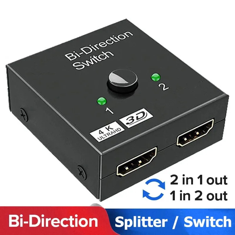 HDMI-compatible Switch Bi-Direction 2.0 Splitter 1x2/2x1 Adapter 2 in 1 out Converter for PS4 Pro/4/3 TV Box 4K Switcher
HDMI-compatible Switch Bi-Direction 2.0 Splitter 1x2/2x1 Adapter 2 in 1 out Converter for PS4 Pro/4/3 TV Box 4K Switcher