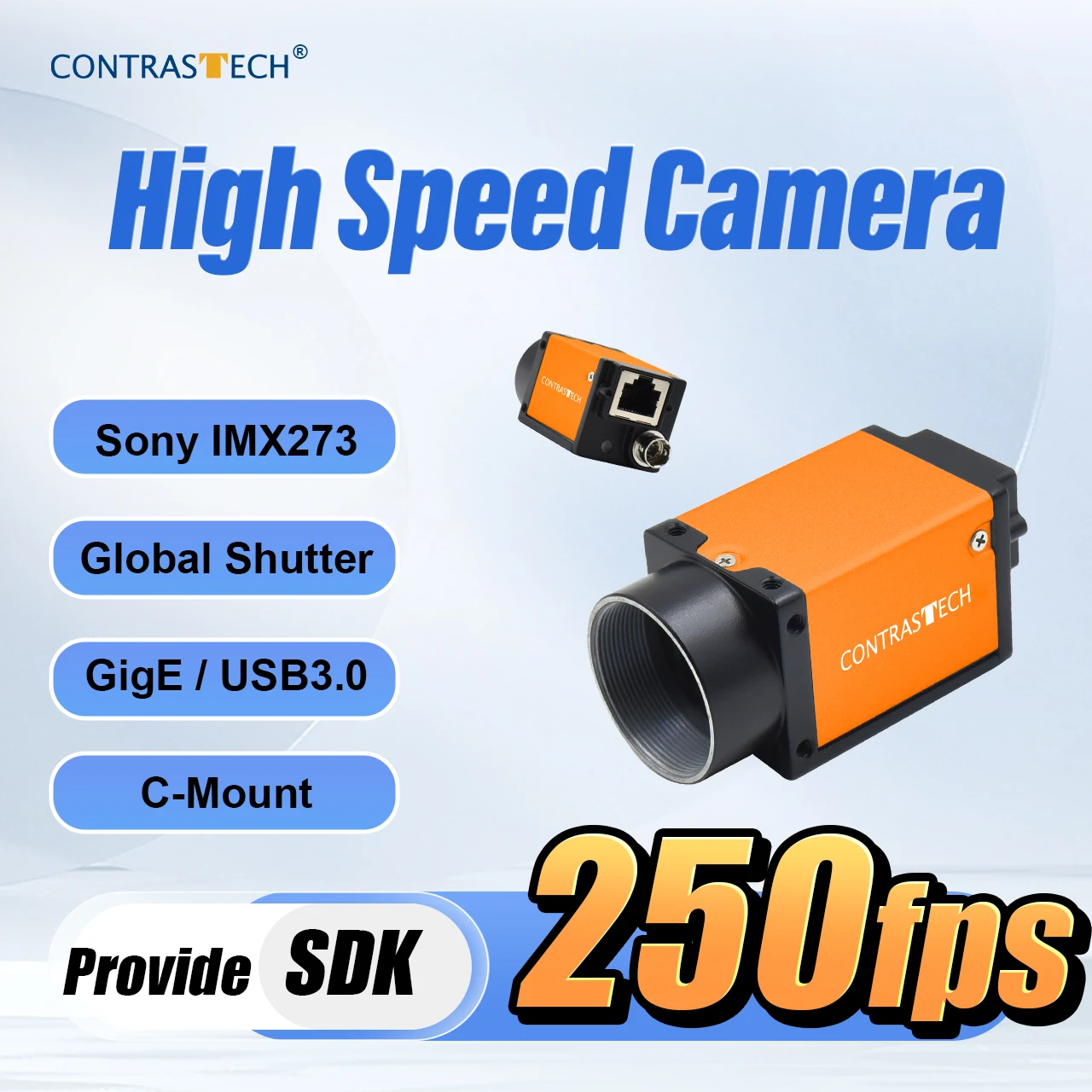 1.6MP 250fps IMX273 High Speed Camera Machine Vision USB3 GigE Global Shutter Industrial Camera Dual Trigger Low Power For AOI
1.6MP 250fps IMX273 High Speed Camera Machine Vision USB3 GigE Global Shutter Industrial Camera Dual Trigger Low Power For AOI