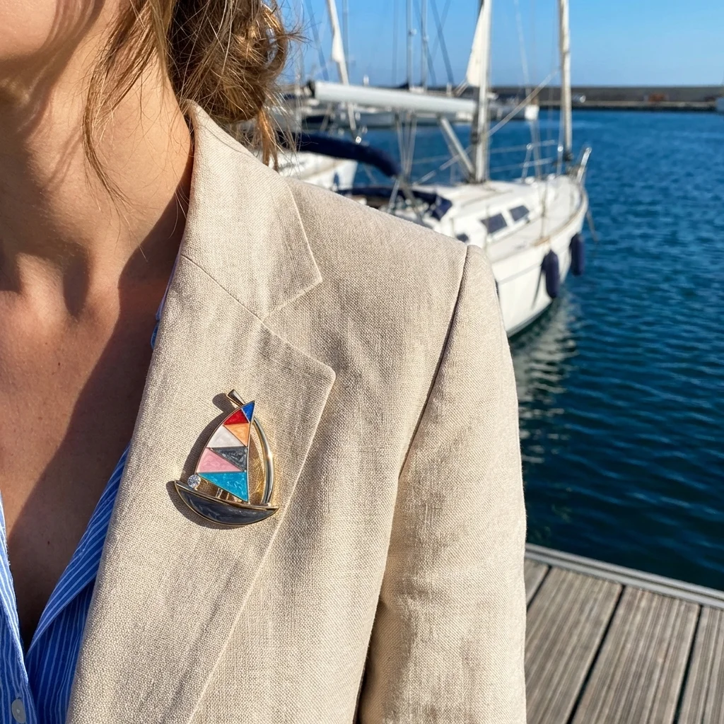 Summer Themed Enamel Sailboat Brooches for Women Rhinestone Ocean Series Pins Friend Event Party New Gifts Jewelry Decoration
Summer Themed Enamel Sailboat Brooches for Women Rhinestone Ocean Series Pins Friend Event Party New Gifts Jewelry Decoration