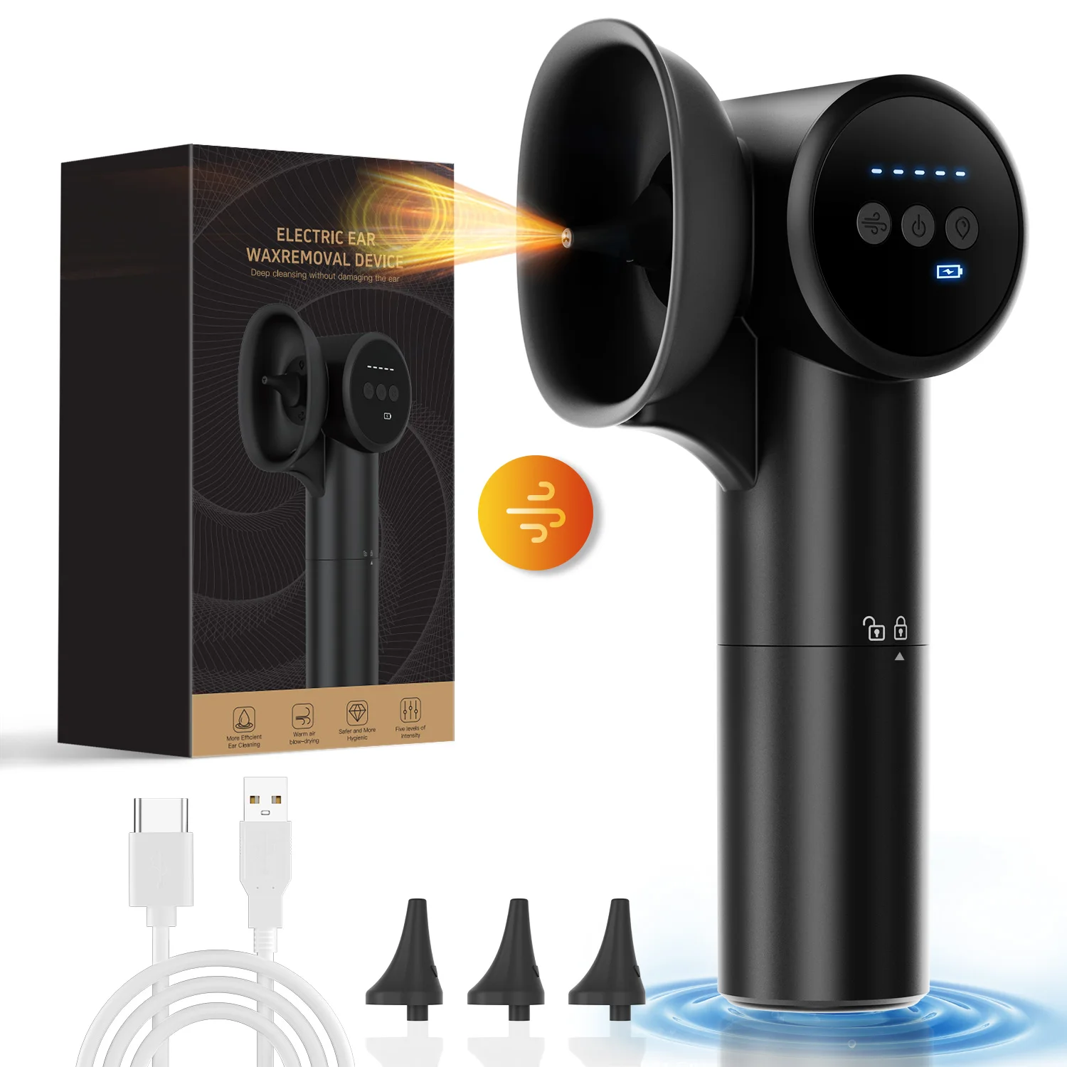 Удаление ушной серы с мягкой сушкой, безопасный очиститель ушей с двойным отделением, комплект для чистки ушной серы IPX7, 5 настроек давления
Удаление ушной серы с мягкой сушкой, безопасный очиститель ушей с двойным отделением, комплект для чистки ушной серы IPX7, 5 настроек давления