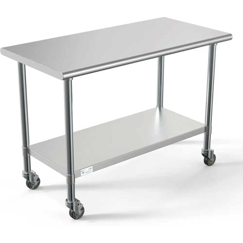 Heavy-Duty Stainless Steel Work Table with Wheels, 24x48 for Restaurant and Home, Includes Storage Shelf
Heavy-Duty Stainless Steel Work Table with Wheels, 24x48 for Restaurant and Home, Includes Storage Shelf