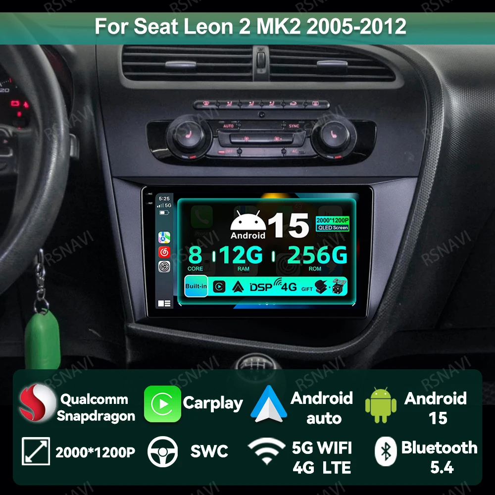 Автомобильный радиоприемник Android 15 для Seat Leon 2 MK2 2005-2012, головное устройство QLED, беспроводной Carplay, авто Viedo-плеер, авторадио DVD DSP 4G LTE BT
Автомобильный радиоприемник Android 15 для Seat Leon 2 MK2 2005-2012, головное устройство QLED, беспроводной Carplay, авто Viedo-плеер, авторадио DVD DSP 4G LTE BT