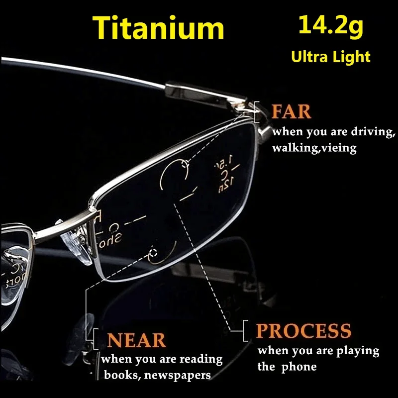 Half Frame Titanium Multifocal Reading glasses Women Anti-blue light Progressive Presbyopia Eyeglasses Half-Frame Diopter
Half Frame Titanium Multifocal Reading glasses Women Anti-blue light Progressive Presbyopia Eyeglasses Half-Frame Diopter