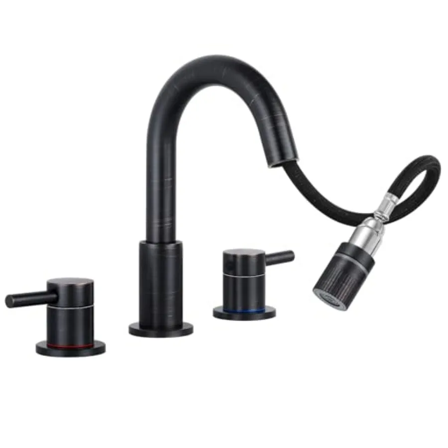 Pull Down Bathroom Faucet for Sink 3 Hole 8 inch Widespread Oil Rubbed Bronze with Pop Up Drain and Water Supply Hoses
Pull Down Bathroom Faucet for Sink 3 Hole 8 inch Widespread Oil Rubbed Bronze with Pop Up Drain and Water Supply Hoses