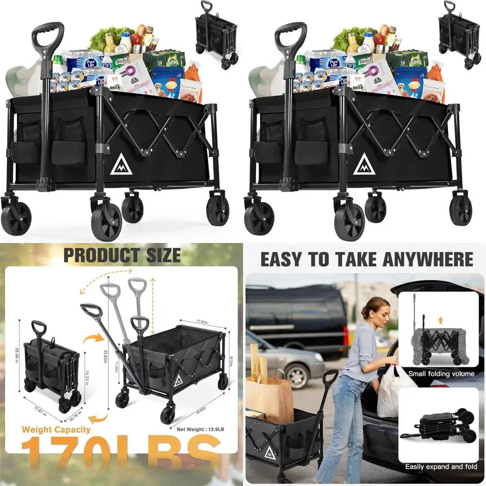 Folding Utility Wagon with Big Wheels for Beach, Garden, Outdoor, Grocery, Camping, Sports - Heavy Duty, All-Terrain, Portable,
Folding Utility Wagon with Big Wheels for Beach, Garden, Outdoor, Grocery, Camping, Sports - Heavy Duty, All-Terrain, Portable,