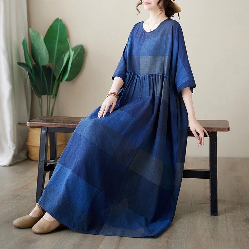 Bohemian Long Skirt Cotton Linen round Neck Short Sleeve Midi Dress Summer Thin Cotton Linen Simple Large Swing Bohemian Dress
Bohemian Long Skirt Cotton Linen round Neck Short Sleeve Midi Dress Summer Thin Cotton Linen Simple Large Swing Bohemian Dress