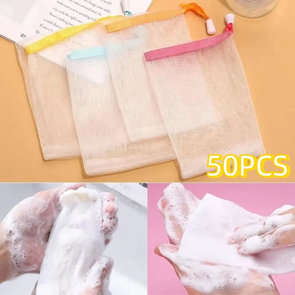 50Pcs Hangable Soap Foaming Nets Double Layer Portable Bath Foaming Mesh Bags with Drawstring Reusable Soap Bubble Bags
50Pcs Hangable Soap Foaming Nets Double Layer Portable Bath Foaming Mesh Bags with Drawstring Reusable Soap Bubble Bags