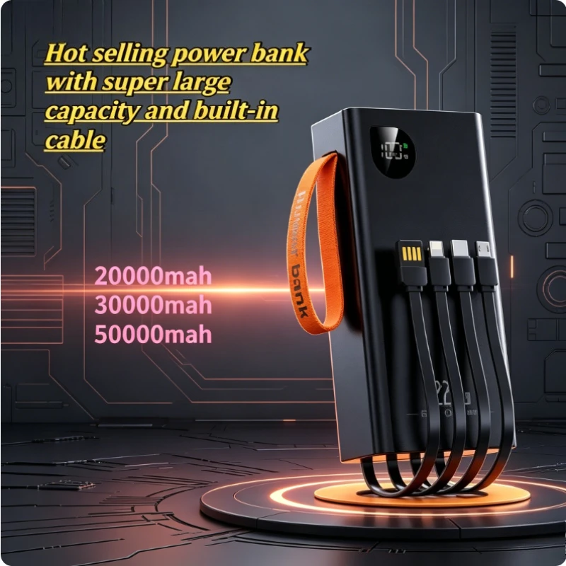 50000mAh Power Bank with Large Capacity Built-in Cable Fast Charging Long Battery Life Stable Mobile Power Bank
50000mAh Power Bank with Large Capacity Built-in Cable Fast Charging Long Battery Life Stable Mobile Power Bank
