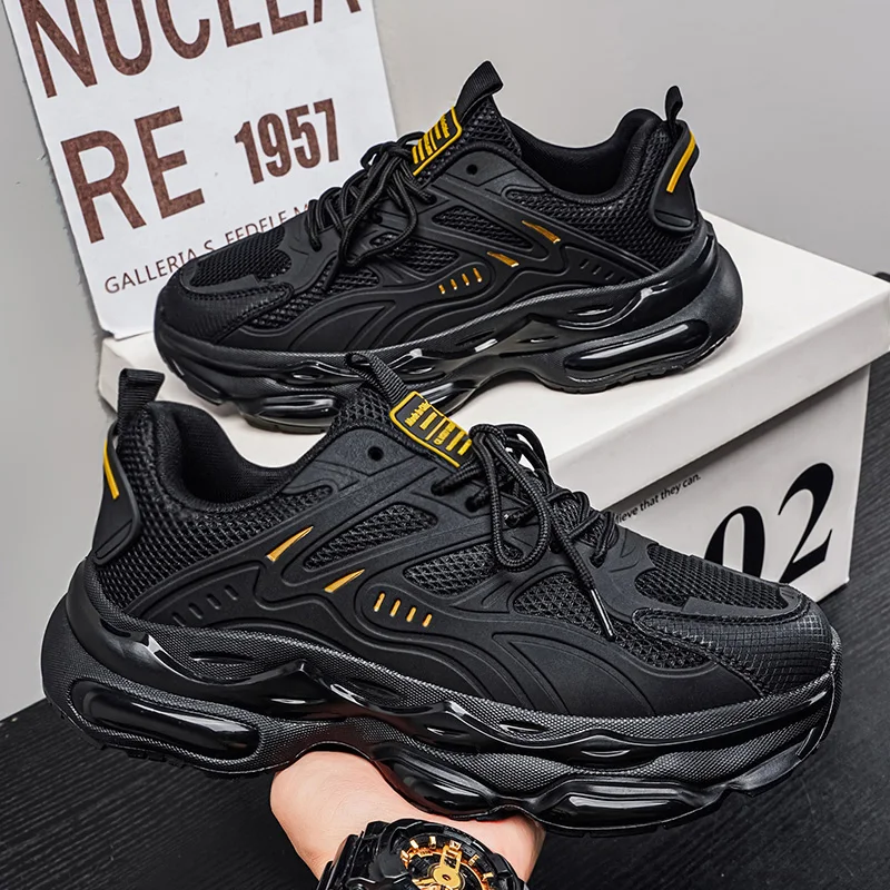 Men's Casual Sneakers Black Platform Dad Shoes with Air Cushion for Height Increase
Men's Casual Sneakers Black Platform Dad Shoes with Air Cushion for Height Increase