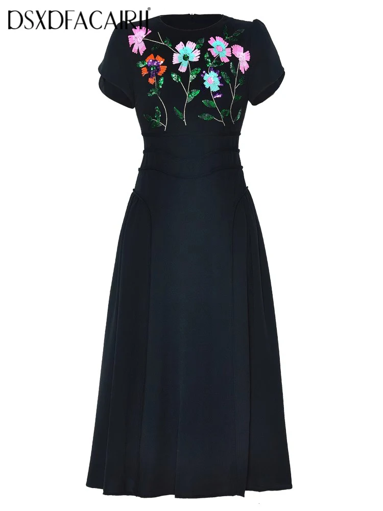 DSXDFACAIRIJ Women's Sequins Embroidery O-Neck Short Sleeve Dress Vintage Fashion Summer Female Clothing
DSXDFACAIRIJ Women's Sequins Embroidery O-Neck Short Sleeve Dress Vintage Fashion Summer Female Clothing