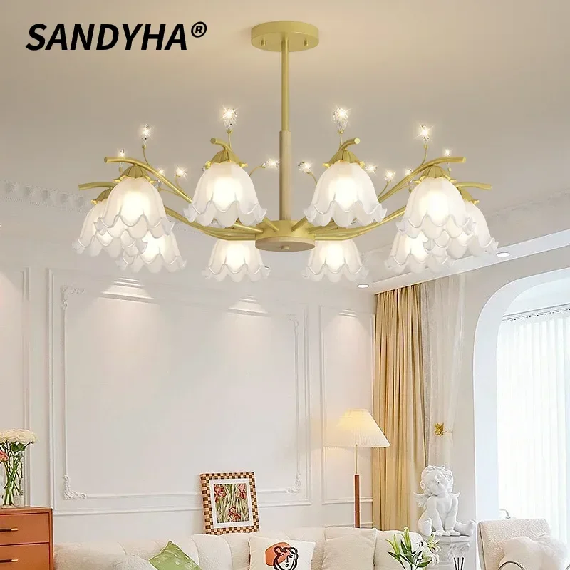 SANDYHA Nordic Romantic Chandelier Glass Bell Flower LED Pendant Lamp for Bedroom Girl Room Living Room Lighting Fixture Decor
SANDYHA Nordic Romantic Chandelier Glass Bell Flower LED Pendant Lamp for Bedroom Girl Room Living Room Lighting Fixture Decor