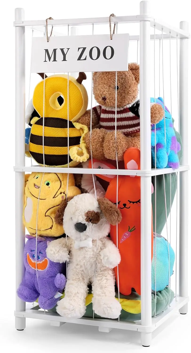 Wooden Stuffed Animal Organizer with Elastic Cords, Space-Saving Toy Storage for Playroom Bedroom Living Room in White Small
Wooden Stuffed Animal Organizer with Elastic Cords, Space-Saving Toy Storage for Playroom Bedroom Living Room in White Small