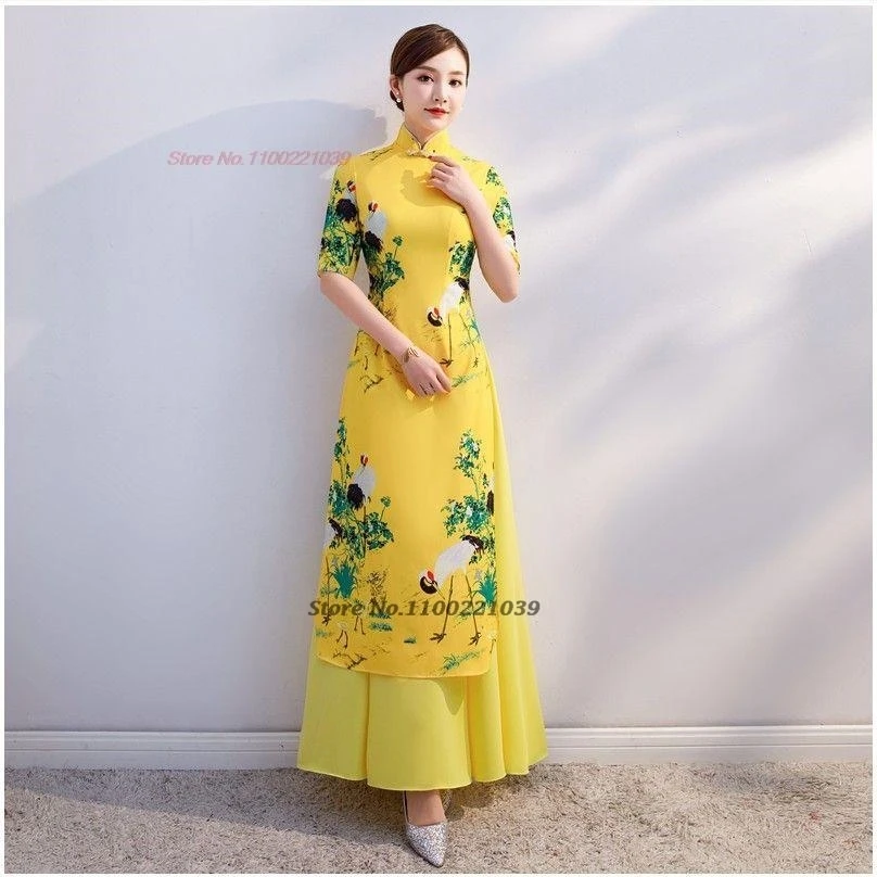 2025 vietnam aodai dress national crane print cheongsam qipao dress vietnamese vintage dress oriental banquet evening dress
2025 vietnam aodai dress national crane print cheongsam qipao dress vietnamese vintage dress oriental banquet evening dress