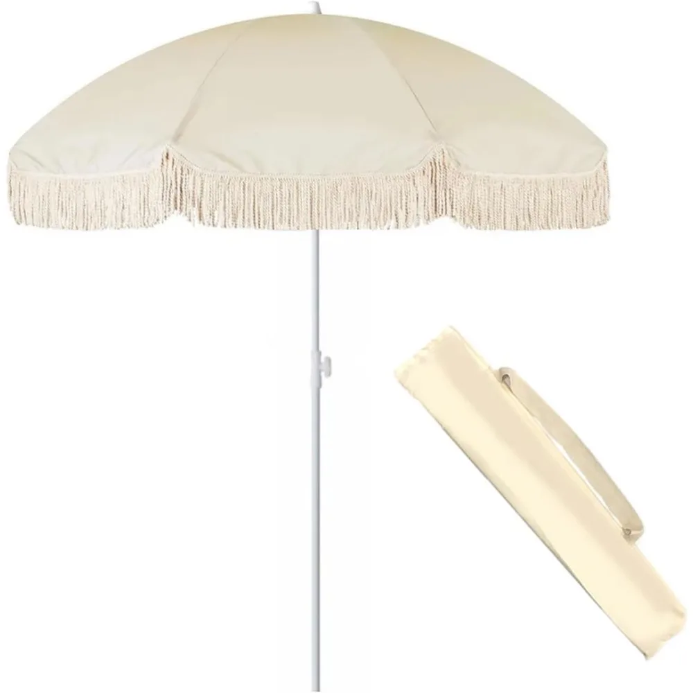 Outdoor Beach Umbrella 7ft with Tassel, Portable Sun Shade Parasol with Tilt Pole, 8 Ribs, Carry Bag, Outdoor Umbrella for Garde
Outdoor Beach Umbrella 7ft with Tassel, Portable Sun Shade Parasol with Tilt Pole, 8 Ribs, Carry Bag, Outdoor Umbrella for Garde