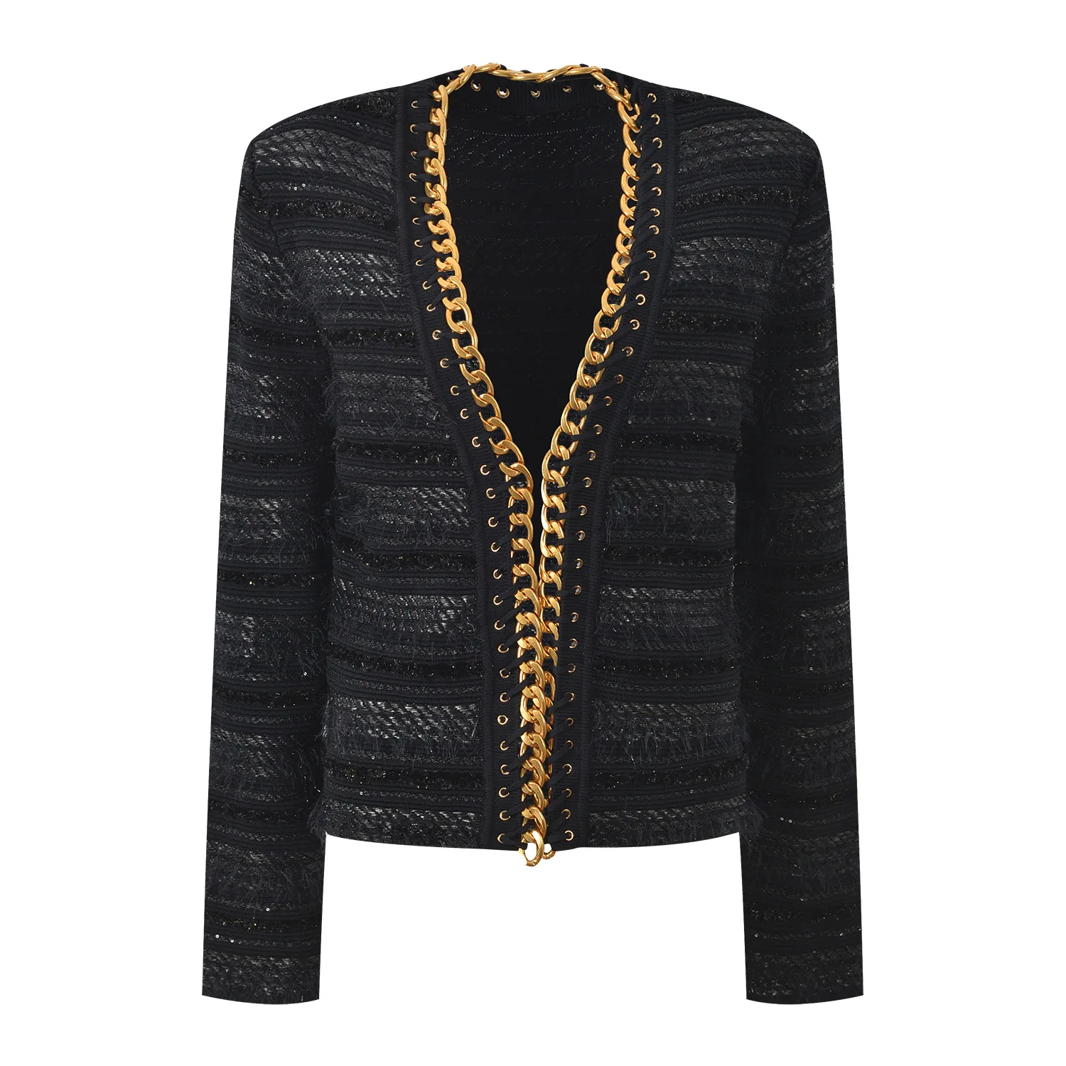 Ele металлическая цепочка, украшенная V-Ne, открытый кардиган и жилет, комплект для женщин, модный осенне-зимний наряд, комплект из двух предметов
Ele металлическая цепочка, украшенная V-Ne, открытый кардиган и жилет, комплект для женщин, модный осенне-зимний наряд, комплект из двух предметов