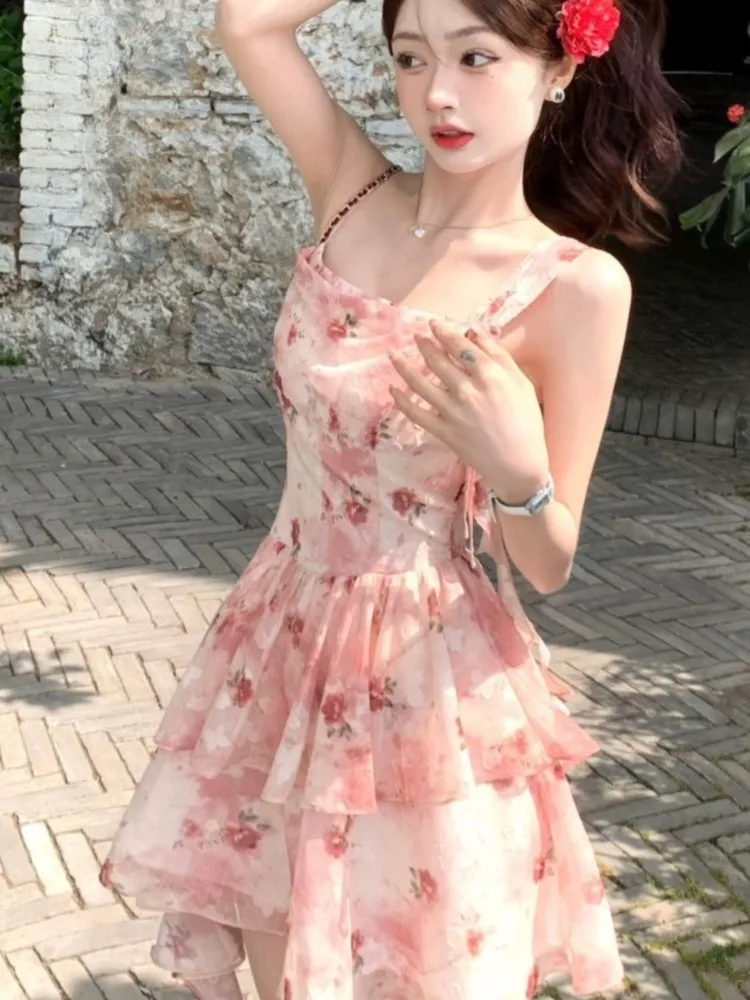 Summer Sweet Fashion Elegant Floral Print Camisole Dress French Holiday Beach Irregular Dresses Women Evening Party Prom Gown
Summer Sweet Fashion Elegant Floral Print Camisole Dress French Holiday Beach Irregular Dresses Women Evening Party Prom Gown