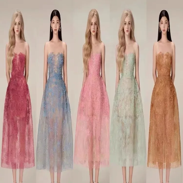 Women Dress 2024 Office Lady Lace Sleeveless Floral Zipper High Waist O-Neck Mesh Sequins Rose Blue Dresses
Women Dress 2024 Office Lady Lace Sleeveless Floral Zipper High Waist O-Neck Mesh Sequins Rose Blue Dresses