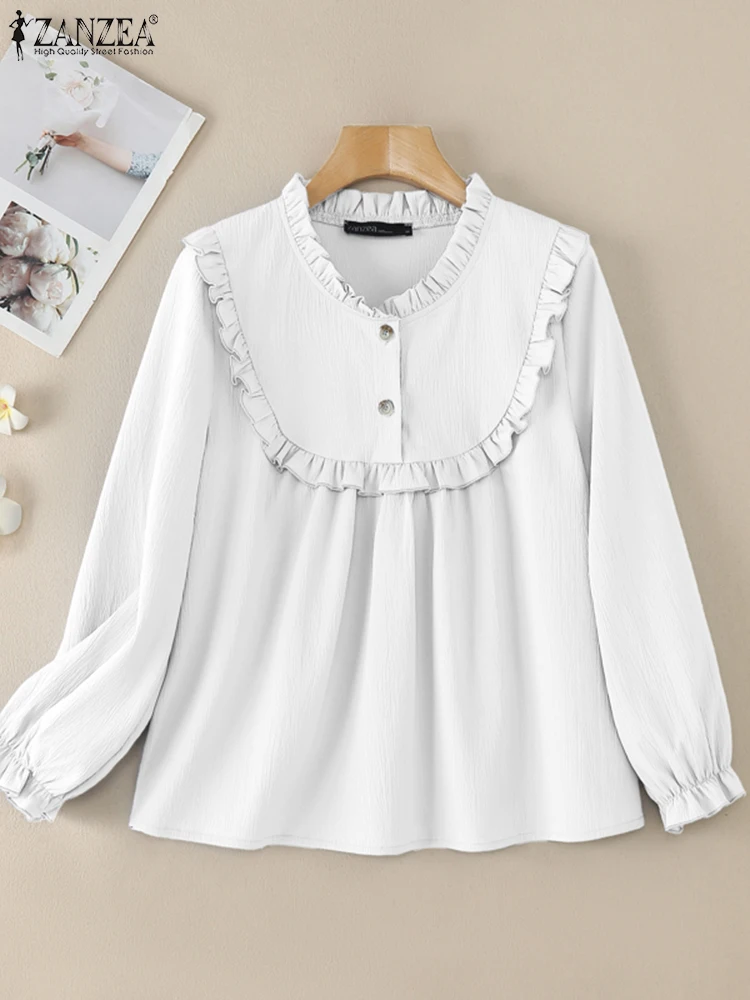 Women Elegant Long Sleeve Flounce Work Shirts ZANZEA Spring Women Blouse Casual Solid Pleated Tops Tunic Stylish Holiday Blusas
Women Elegant Long Sleeve Flounce Work Shirts ZANZEA Spring Women Blouse Casual Solid Pleated Tops Tunic Stylish Holiday Blusas