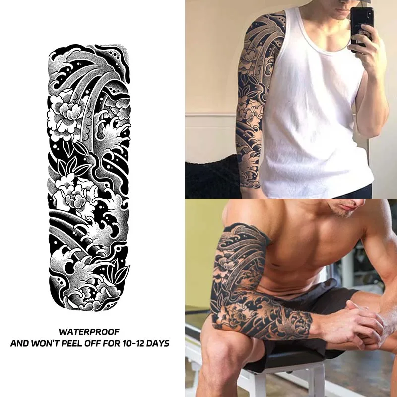 Japanese Wave Full Arm Waterproof Temporary Tattoo Sticker, Long-lasting for 1-2 weeks, Realistic Semi-Permanent Fake Tattoo
Japanese Wave Full Arm Waterproof Temporary Tattoo Sticker, Long-lasting for 1-2 weeks, Realistic Semi-Permanent Fake Tattoo