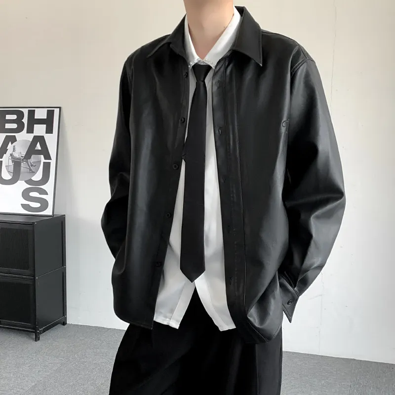 Мужская осенняя рабочая куртка из искусственной кожи, свободного кроя, с воротником, модная уличная повседневная верхняя одежда с длинными рукавами
Мужская осенняя рабочая куртка из искусственной кожи, свободного кроя, с воротником, модная уличная повседневная верхняя одежда с длинными рукавами