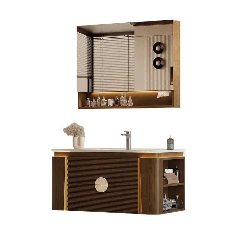 Light luxury simple new Chinese integrated ceramic basin solid wood bathroom cabinet
Light luxury simple new Chinese integrated ceramic basin solid wood bathroom cabinet