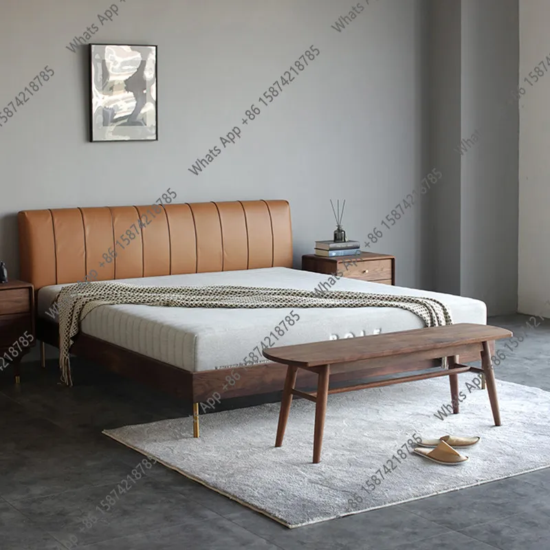 B Nordic Italian Solid Wood Bedbedbedroom Double Vintage Furniture Minimalist Leather Upholstered Wedding Bed Walnut Minimalist
B Nordic Italian Solid Wood Bedbedbedroom Double Vintage Furniture Minimalist Leather Upholstered Wedding Bed Walnut Minimalist