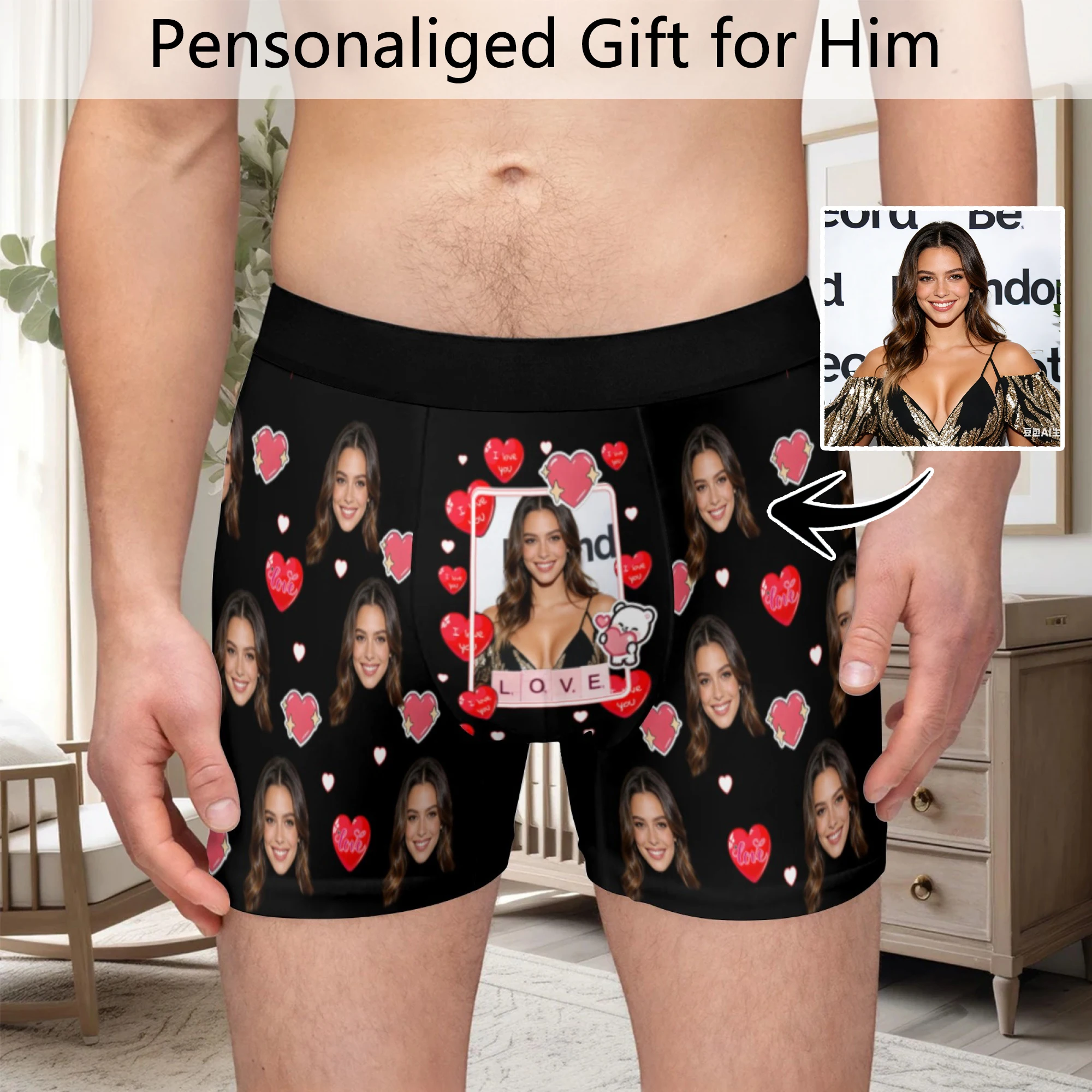 Персонализированное нижнее белье с фотографиями лиц, подарок на День святого Валентина для мужа, подарок на годовщину для отца.
Персонализированное нижнее белье с фотографиями лиц, подарок на День святого Валентина для мужа, подарок на годовщину для отца.