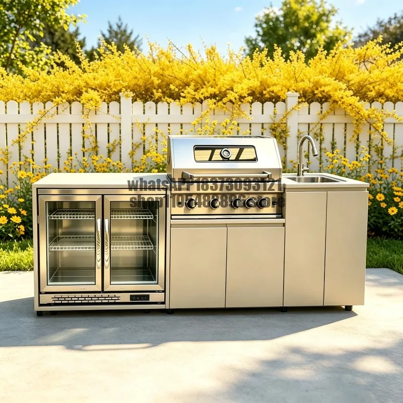 Modern Modular Practical 304 Stainless Steel Outdoor Kitchen Sets With Grill Cooktop Sink Fridge LED For Backyard Patio Garden
Modern Modular Practical 304 Stainless Steel Outdoor Kitchen Sets With Grill Cooktop Sink Fridge LED For Backyard Patio Garden