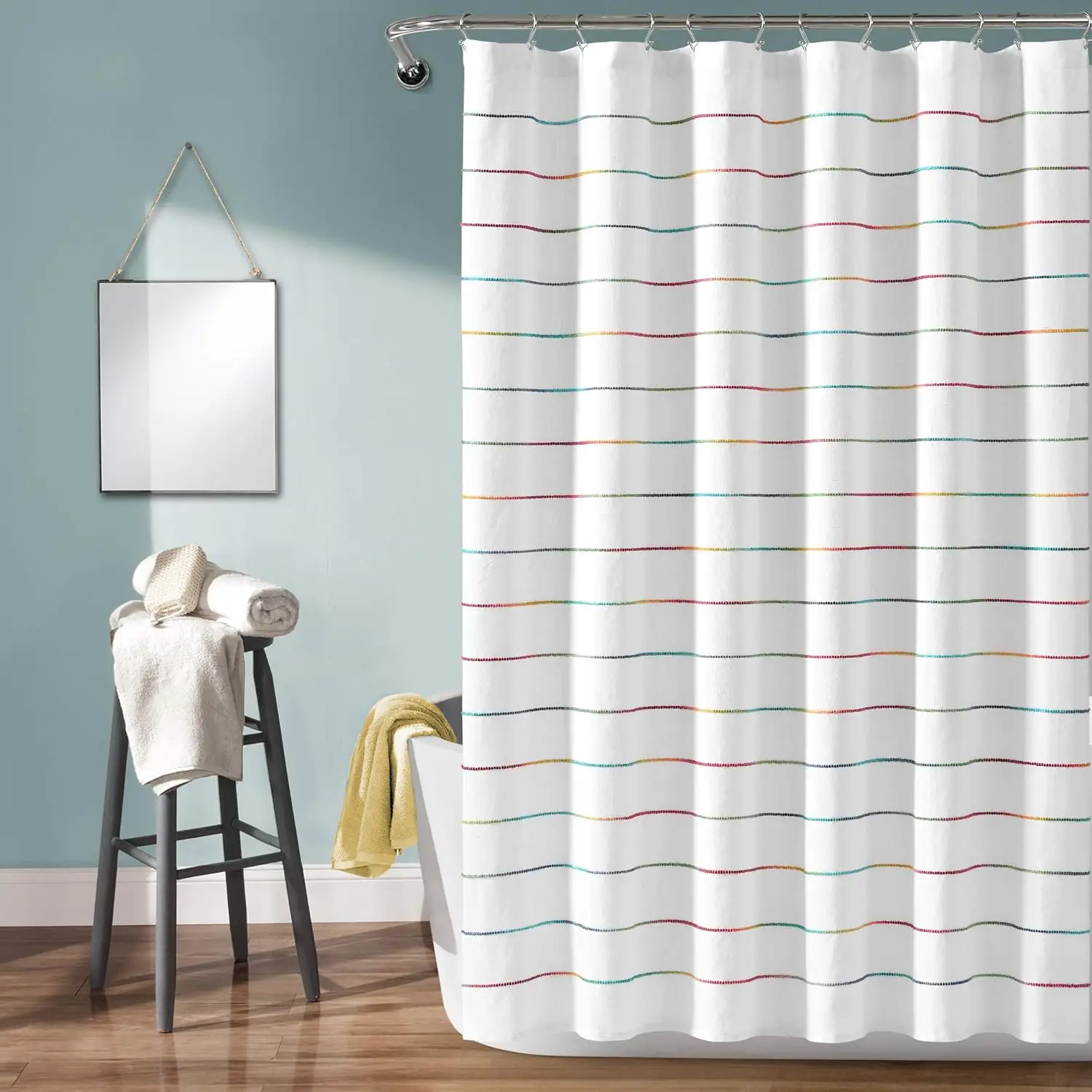 Ombre S ipe Yarn Dyed Cotton Shower Curtain, 72" W x 72" L, Rainbow - Fabric Shower Curtains - S iped Bathroom Curtain
Ombre S ipe Yarn Dyed Cotton Shower Curtain, 72" W x 72" L, Rainbow - Fabric Shower Curtains - S iped Bathroom Curtain
